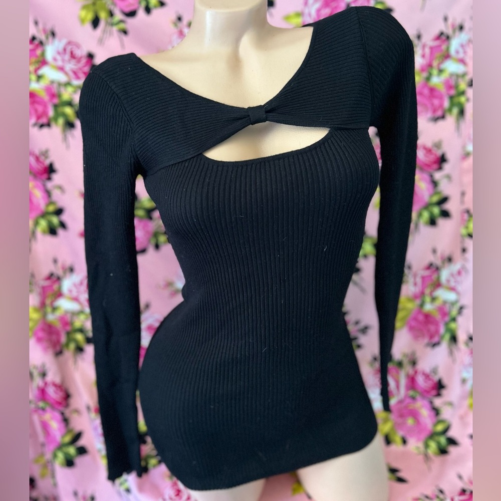 Candies retro pinup long sleeve peel top shirt blouse thermal 50’s bow Dollbaby